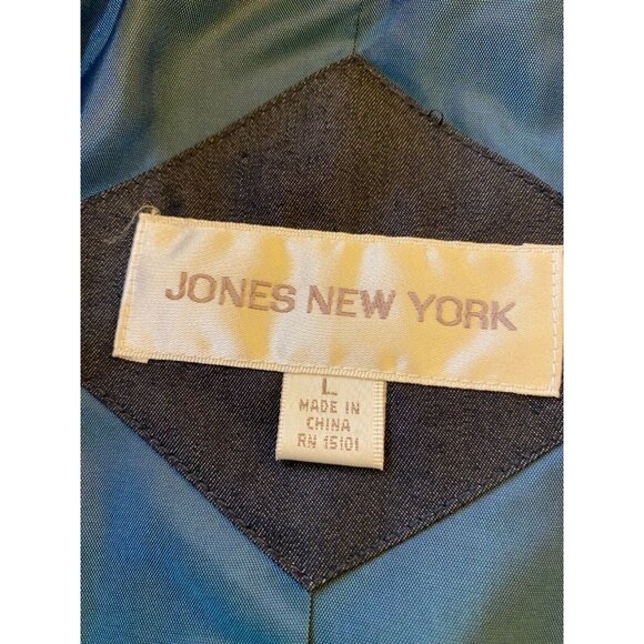 Jones New York Blue Button-Up Trench Coat With Belt Womens M Cotton Blend - Picture 3 of 8